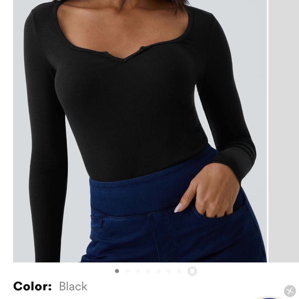 New Ribbed Scoop Neck Long Sleeve Slim Casual Top
